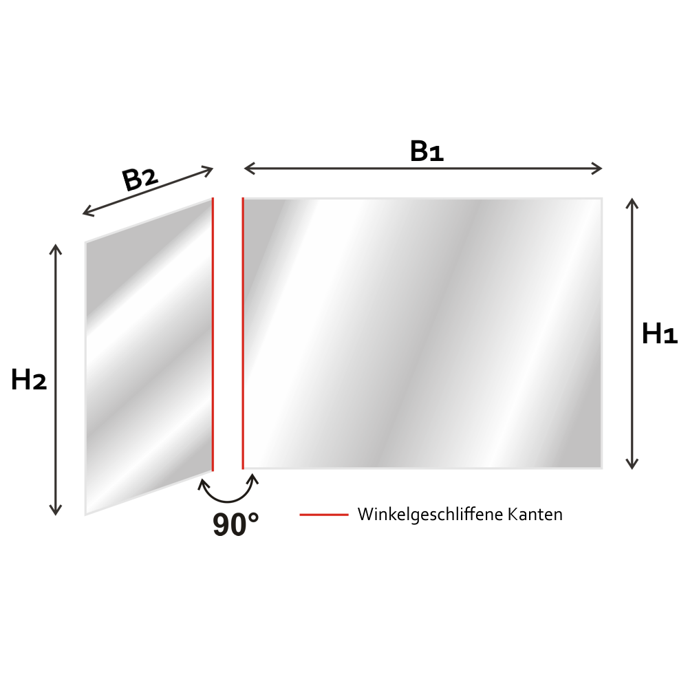 Prismatisches Glas – 2 Scheiben, 90°